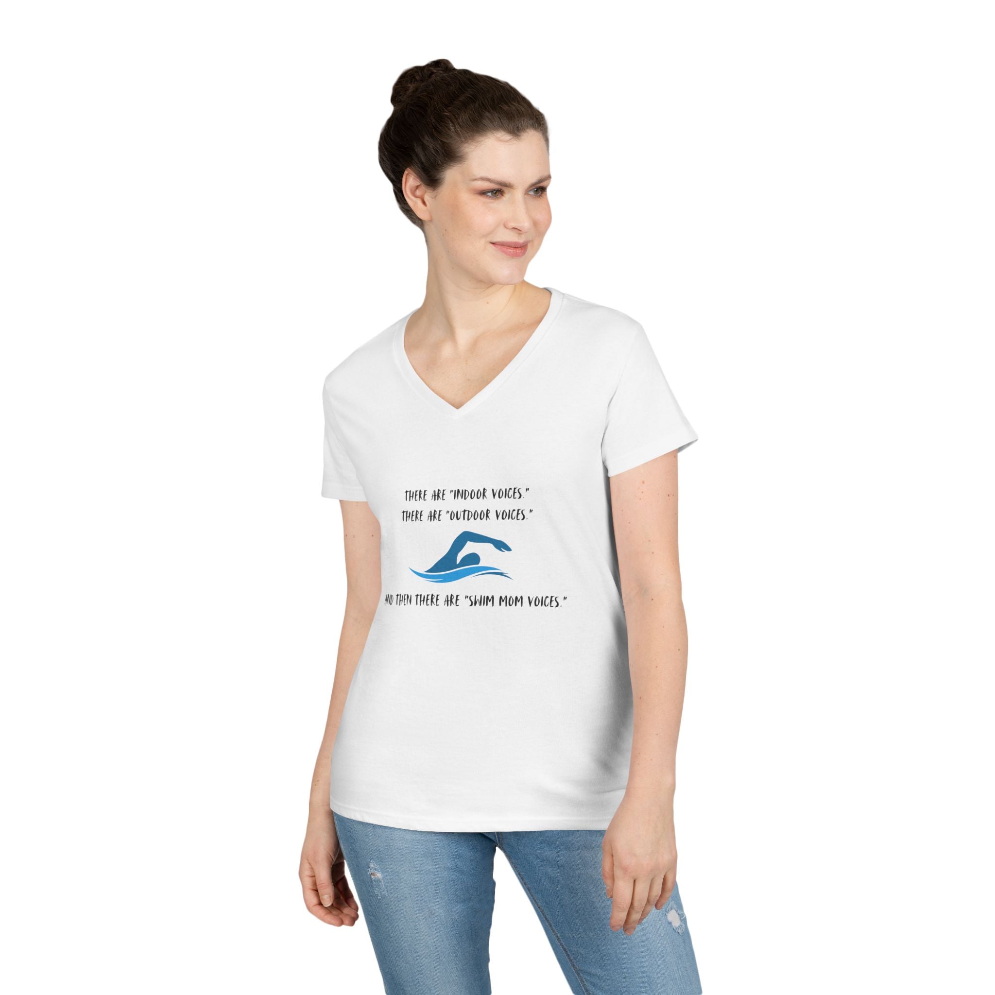 Swim Mom Voice! - Ladies' V-Neck T-Shirt
